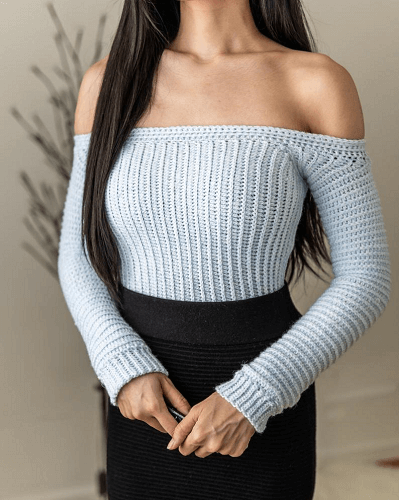 Long Sleeve Crochet Off The Shoulder Top Pattern by TCDDIY