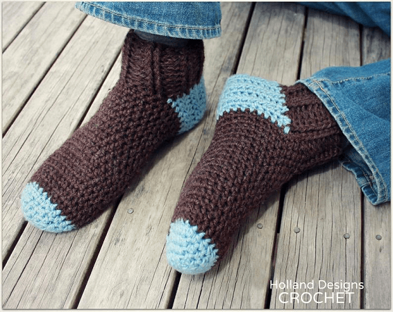 Crochet Man Socks Pattern by Holland Designs
