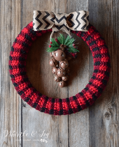 Crochet Plaid Wreath Pattern by Whistle And Ivy