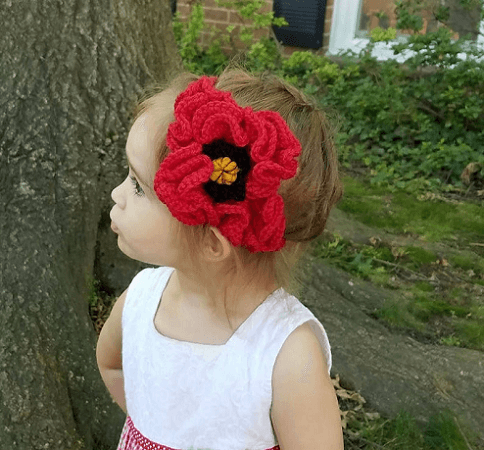 Crochet Poppy Flower Headband Pattern by Accessodium