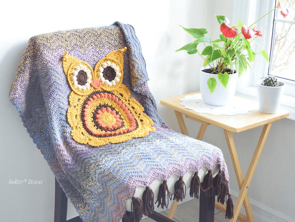 Retro Owl Crochet Blanket Pattern by Ira Rott Patterns