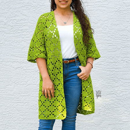 Diamond Cardigan Crochet Pattern by Yay For Yarn