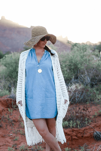 Easy Crochet Long Cardigan Pattern by Make And Do Crew