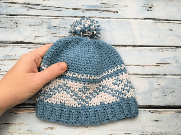 Fair Isle Baby Hat Crochet Pattern by Love Life Yarn