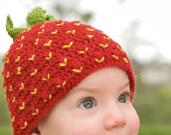 Free Baby Strawberry Hat Crochet Pattern by Cara Medus