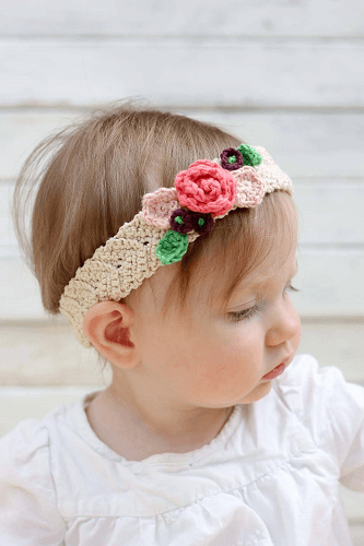 Free Crochet Flower Headband Pattern by Make And Do Crew