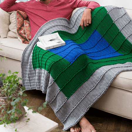 Guy's Reversible Throw Crochet Pattern by Red Heart