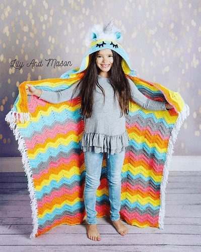 Unicorn Hooded Blanket Crochet Pattern by Lily And Mason Boutique