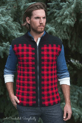 Men's Plaid Vest Crochet Pattern by A Crocheted Simplicity