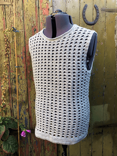 Men's Sleeveless Mesh Top Crochet Pattern by Seyhall Crochet Design