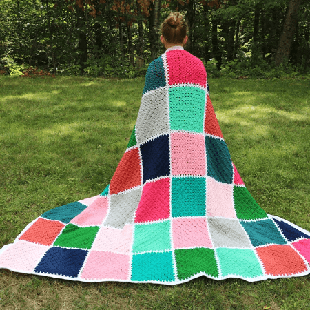 Modern Patchwork Throw Blanket Crochet Pattern by MJs Off The Hook Designs