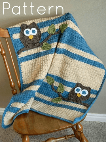 Owl Baby Blanket Crochet Pattern by Abby Cove