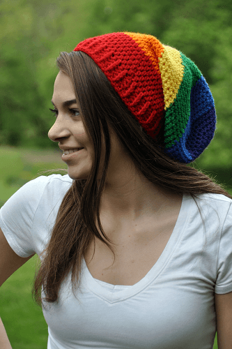 Rainbow Slouchy Hat Crochet Pattern by Crochet Cauldron