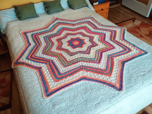 Rainbow Starlight Blanket Crochet Pattern by KAME Crochet