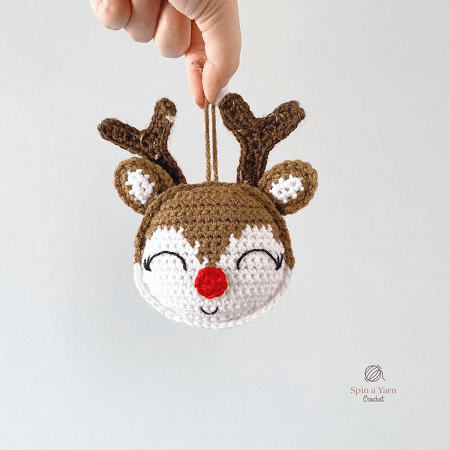 Rudolph Ornament Crochet Pattern by Spin A Yarn Studio