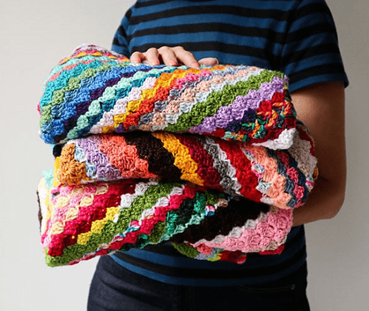 Scrappy Corner To Corner Crochet Blanket Pattern by My Poppet Makes