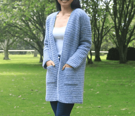 Stonewash Pocket Coatigan Crochet Pattern by For The Frills