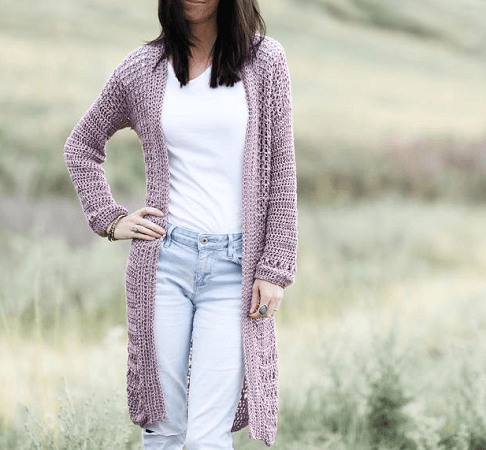 Verano Long Crochet Cardigan Pattern by Mama In A Stitch