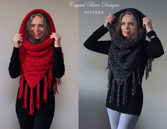 Athena Hooded Cowl Crochet Pattern by Crystal Bear Designs