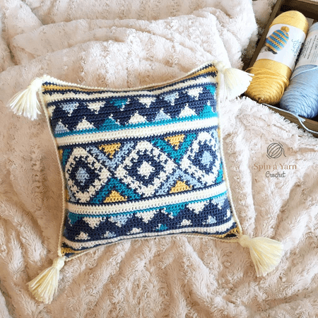 Aztec Throw Pillow Crochet Pattern by Spin A Yarn Crochet