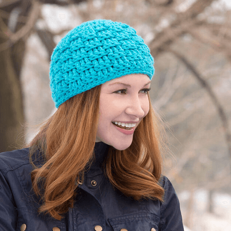 Crochet Basketweave Beanie Pattern by Yarnspirations