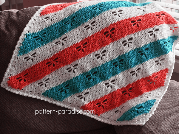 C2C Crochet Dragonfly Throw Blanket Pattern by Pattern Paradise