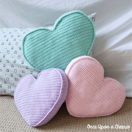 Candy Heart Pillow Crochet Pattern by Once Upon A Cheerio