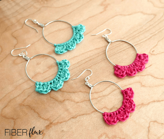 Caribbean Wave Hoop Earrings Free Crochet Pattern by Fiber Flux