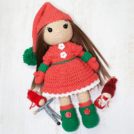 Christmas Doll Crochet Pattern by Amigurumi Today