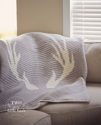 Crochet Antler Blanket Pattern by TLB Patterns