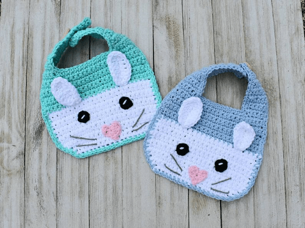 Crochet Bunny Baby Bib Pattern by Torreya Treasures