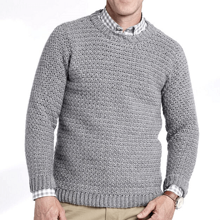 Crew Neck Crochet Pullover Sweater Pattern by Yarnspirations