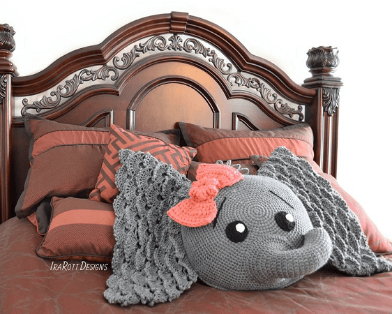 Crochet Elephant Pillow Pattern by Ira Rott Patterns