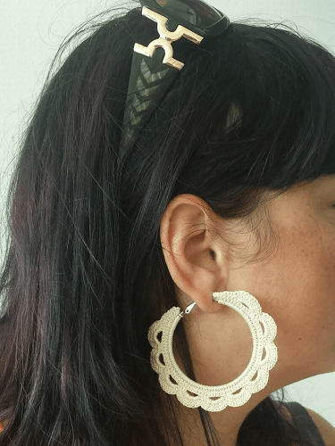 Crochet Festival Hoop Earrings Pattern by Crafting Happiness UK