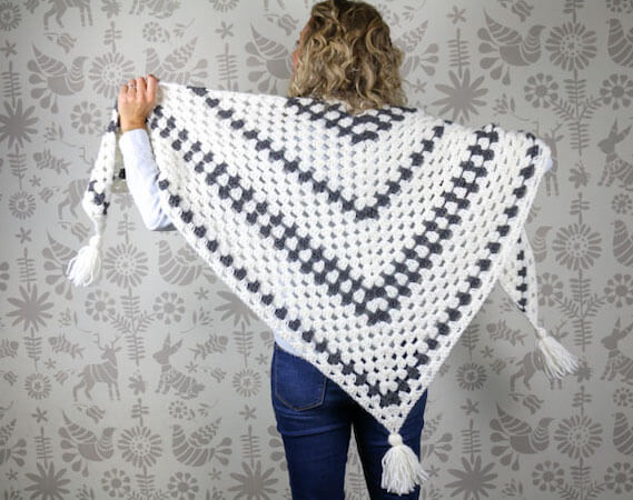 Crochet Granny Stitch Shawl Pattern by Make And Do Crew