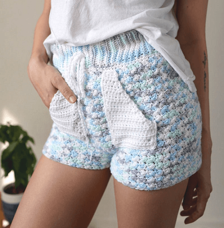 Crochet High Waisted Shorts With Pockets Pattern by TCDDIY