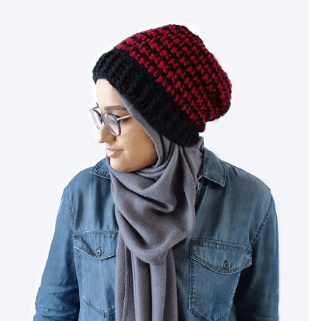 Crochet Houndstooth Beanie Pattern by The Blue Elephants