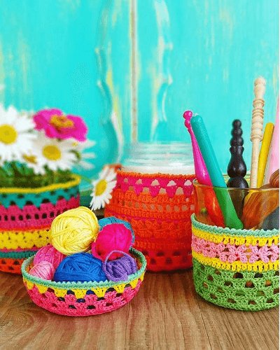 Crochet Jar Cozy Pattern by The Little Bee NZ