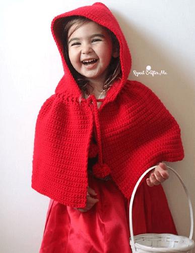 Crochet Little Red Riding Hood Cape Pattern by Repeat Crafter Me