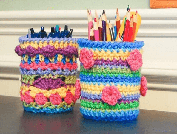 Crochet Mason Jar Cozy Pattern by Petals To Picots