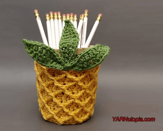 Crochet Pineapple Jar Cozy Pattern by Yarnutopia