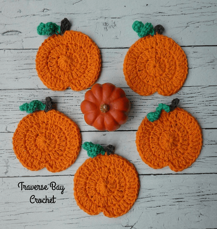 Coasters Crochet Pumpkin Pattern by Traverse Bay Crochet