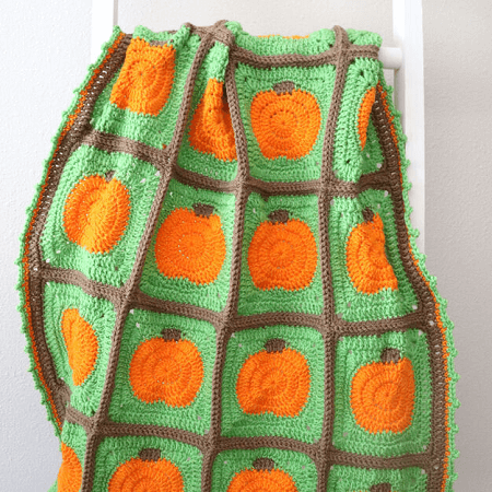 Crochet Pumpkin Patch Blanket Pattern by Red Heart