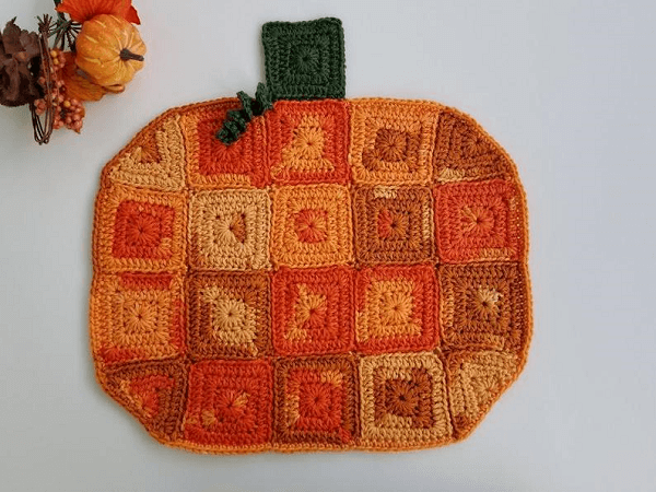 Crochet Pumpkin Placemat Pattern by Highland Hickory Designs