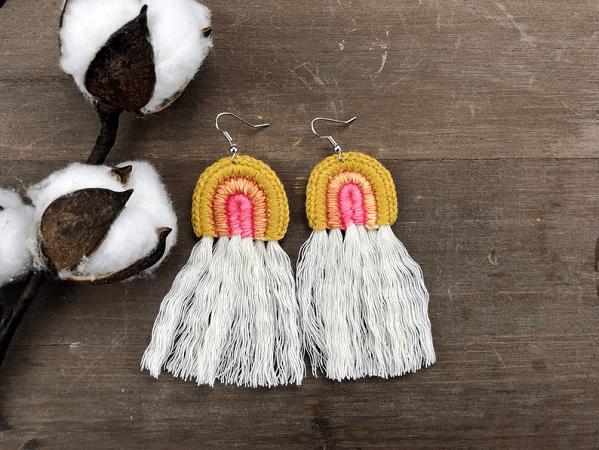 Crochet Rainbow Earrings Pattern by A Crafty Concept