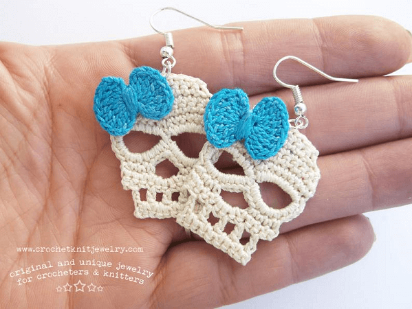 Crochet Skull Earrings Pattern by Crochet Knit Jewelry