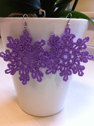 Crochet Snowflake Earrings Pattern by Jola's Patterns