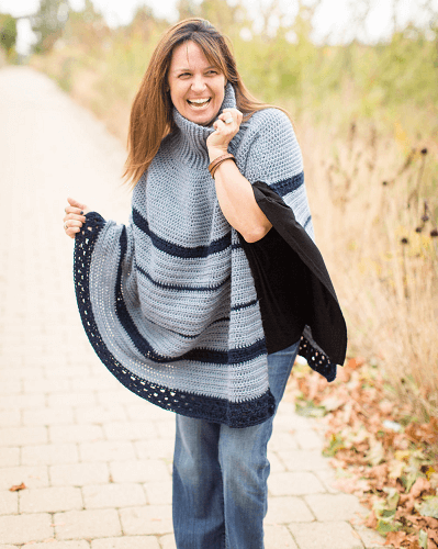 Crochet Turtleneck Cape Pattern by Stitch And Hustle