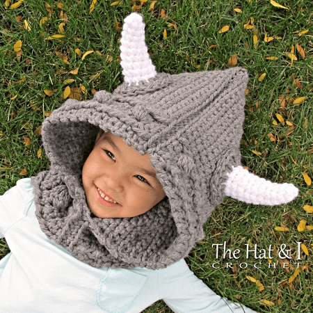 Crochet Viking Style Hooded Cowl Pattern by The Hat And I 