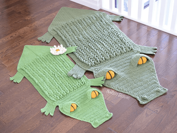 Crocodile Animal Rug Crochet Pattern by Ira Rott Patterns